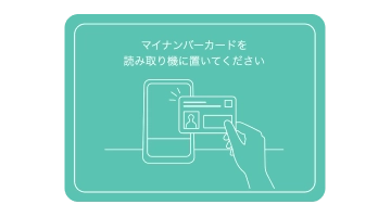 マイナンバーカードを読み取り機にかざす様子